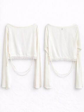 Marbl Long Sleeve Lace Detail Top